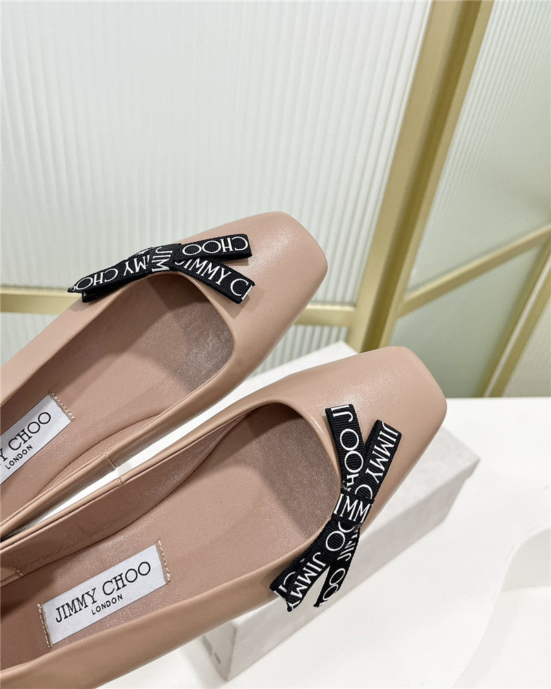 High Quality Luxury Jimmy Choo New Logo Print Webbing Square Toe Flat Shoes – Style 13751 product detail