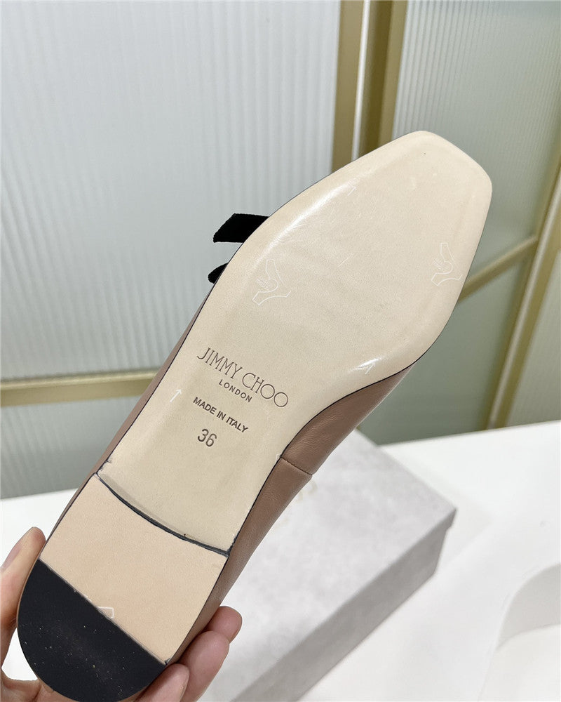 High Quality Luxury Jimmy Choo New Logo Print Webbing Square Toe Flat Shoes – Style 13751 product detail