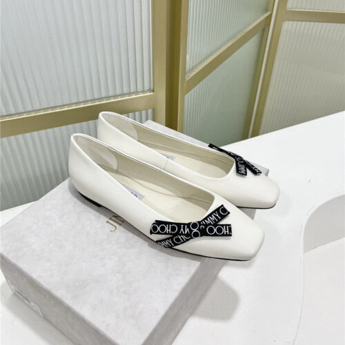 High Quality Luxury Jimmy Choo New Logo Print Webbing Square Toe Flat Shoes – Style 08663 alternate view