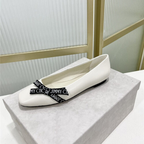 High Quality Luxury Jimmy Choo New Logo Print Webbing Square Toe Flat Shoes – Style 08663 product detail