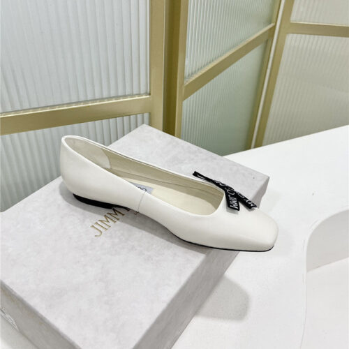 High Quality Luxury Jimmy Choo New Logo Print Webbing Square Toe Flat Shoes – Style 08663 product detail