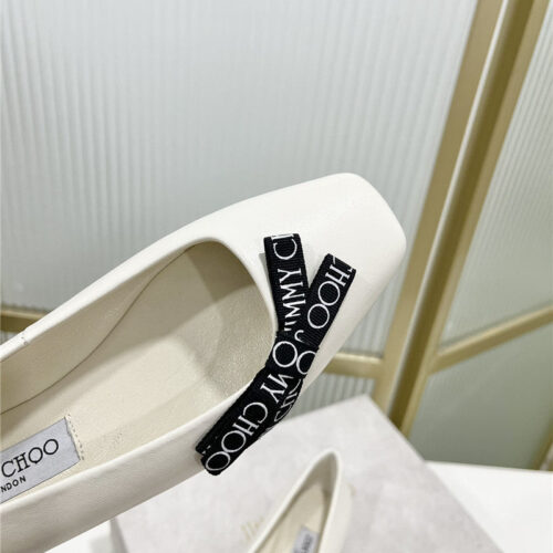High Quality Luxury Jimmy Choo New Logo Print Webbing Square Toe Flat Shoes – Style 08663 product detail