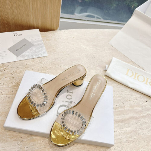 High Quality Luxury Dior Summer New Rhinestone Sandals And Slippers