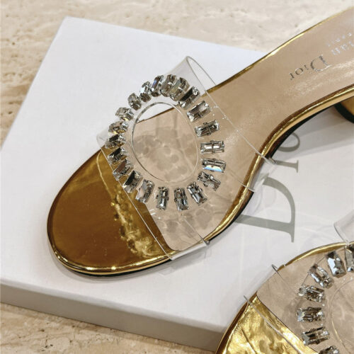 High Quality Luxury Dior Summer New Rhinestone Sandals And Slippers product detail