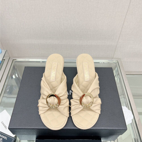 High Quality Luxury Chanel Cross Strap Round Buckle Slippers – Style 98342 product detail