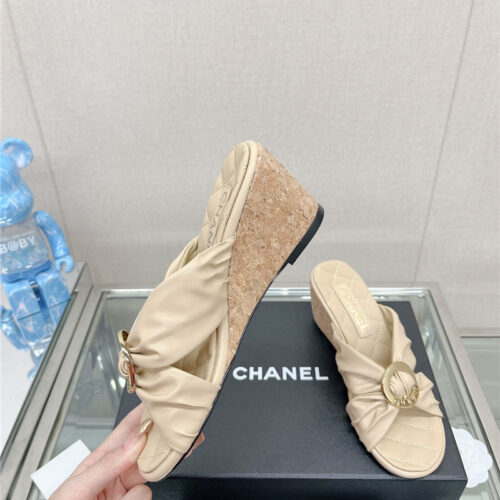 High Quality Luxury Chanel Cross Strap Round Buckle Slippers – Style 98342 product detail