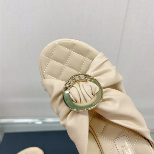 High Quality Luxury Chanel Cross Strap Round Buckle Slippers – Style 98342 product detail