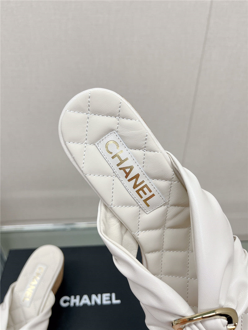 High Quality Luxury Chanel Cross Strap Round Buckle Slippers – Style 62182 product detail