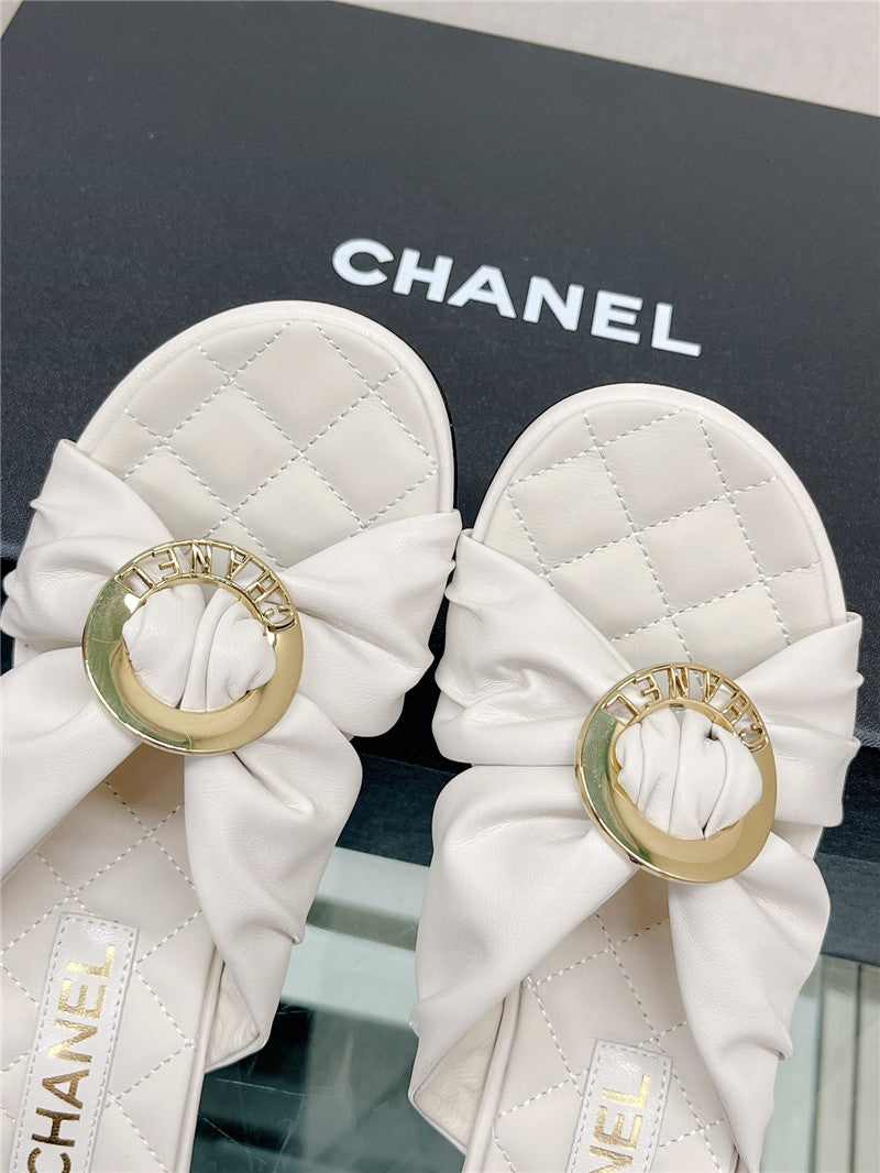 High Quality Luxury Chanel Cross Strap Round Buckle Slippers – Style 62182 product detail