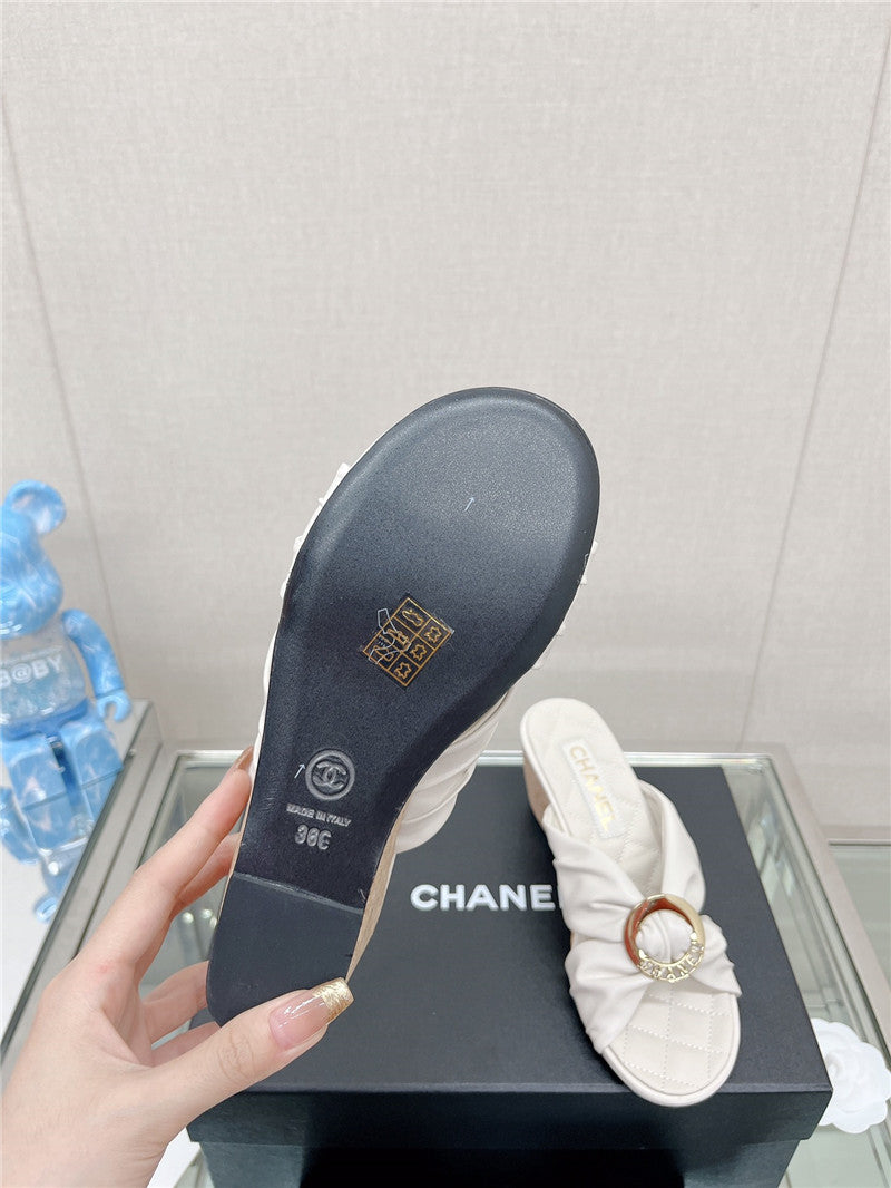 High Quality Luxury Chanel Cross Strap Round Buckle Slippers – Style 62182 product detail