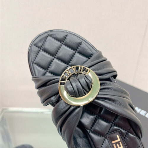 High Quality Luxury Chanel Cross Strap Round Buckle Slippers – Style 60486 product detail