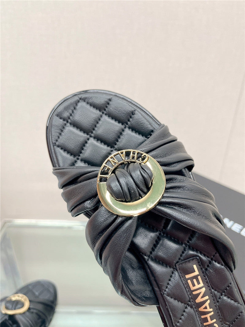 High Quality Luxury Chanel Cross Strap Round Buckle Slippers – Style 60486 product detail