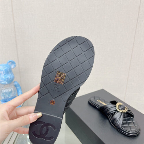 High Quality Luxury Chanel Cross Strap Round Buckle Slippers – Style 60486 product detail