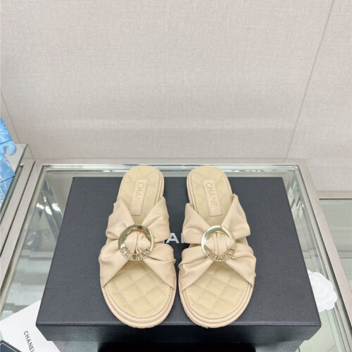 High Quality Luxury Chanel Cross Strap Round Buckle Slippers – Style 26022 product detail
