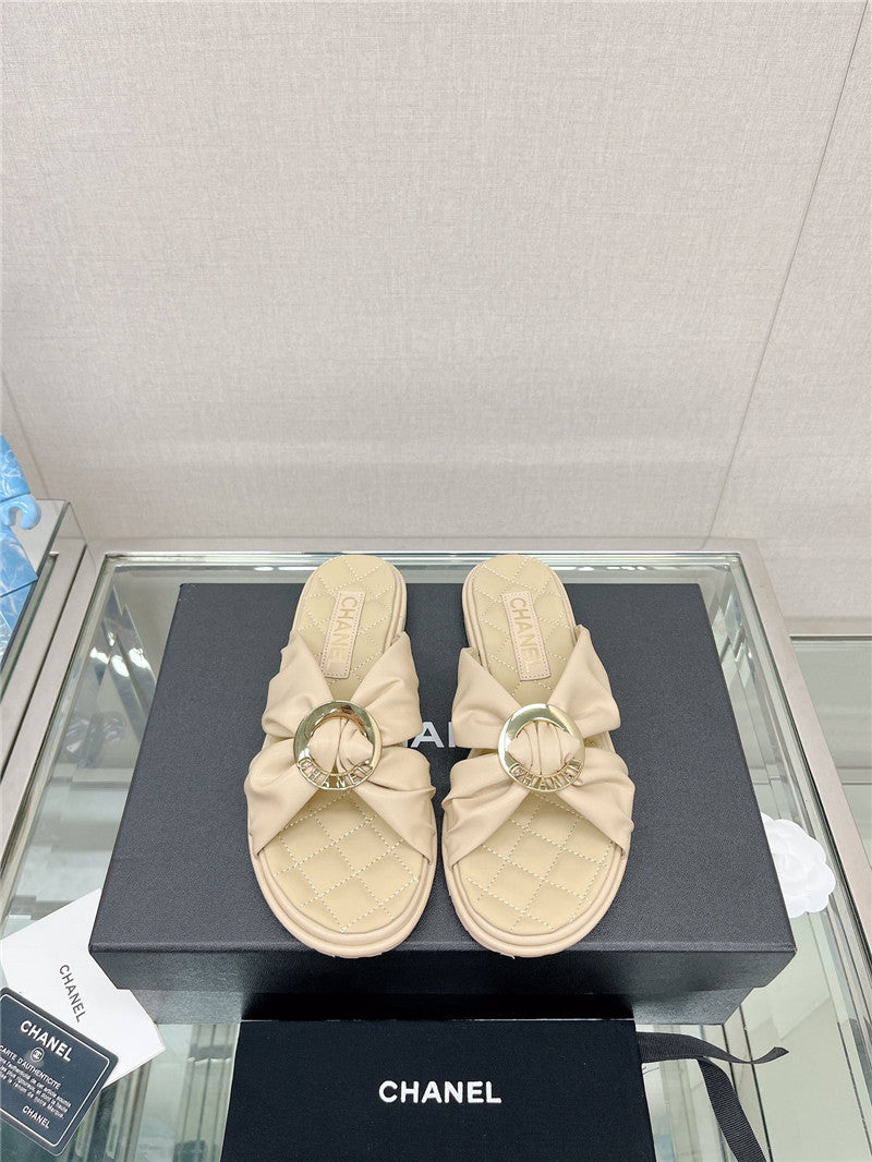 High Quality Luxury Chanel Cross Strap Round Buckle Slippers – Style 26022 product detail