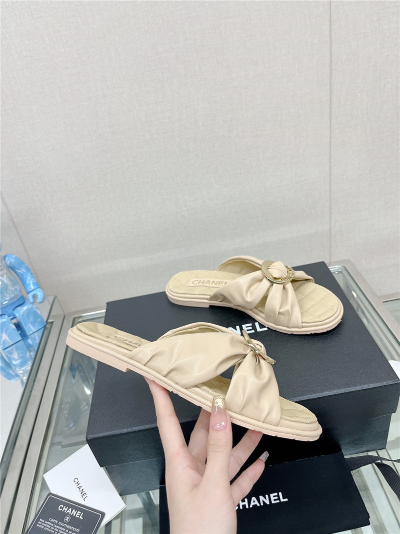 High Quality Luxury Chanel Cross Strap Round Buckle Slippers – Style 26022 product detail