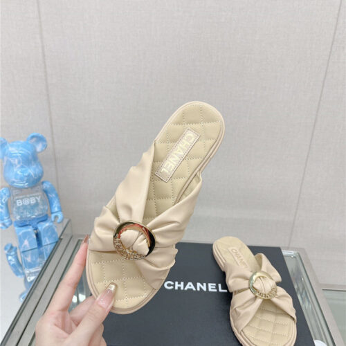 High Quality Luxury Chanel Cross Strap Round Buckle Slippers – Style 26022 product detail