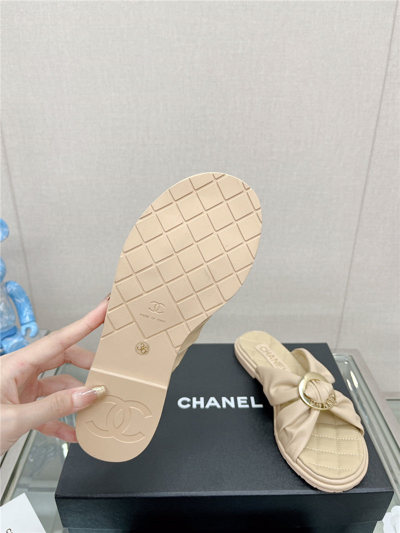 High Quality Luxury Chanel Cross Strap Round Buckle Slippers – Style 26022 product detail
