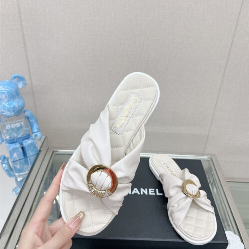 High Quality Luxury Chanel Cross Strap Round Buckle Slippers – Style 55398 alternate view