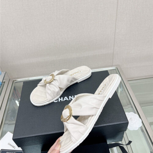 High Quality Luxury Chanel Cross Strap Round Buckle Slippers – Style 55398 product detail