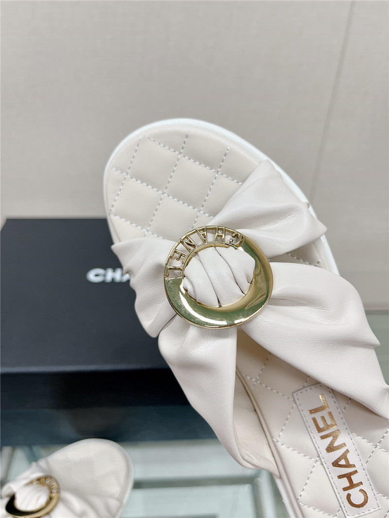 High Quality Luxury Chanel Cross Strap Round Buckle Slippers – Style 55398 product detail