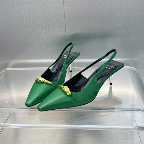 High Quality Luxury Gucci Mid Heel Candy Color Hardware Buckle Womens Shoes – Style 45907 alternate view