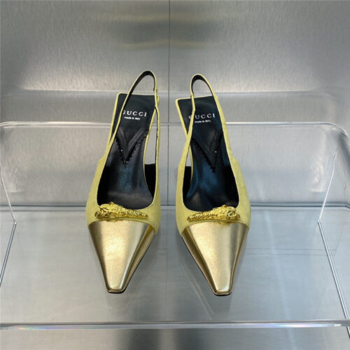 High Quality Luxury Gucci Mid Heel Candy Color Hardware Buckle Womens Shoes product detail