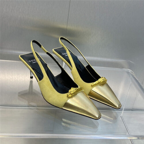 High Quality Luxury Gucci Mid Heel Candy Color Hardware Buckle Womens Shoes