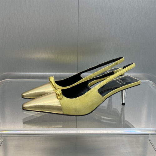 High Quality Luxury Gucci Mid Heel Candy Color Hardware Buckle Womens Shoes product detail