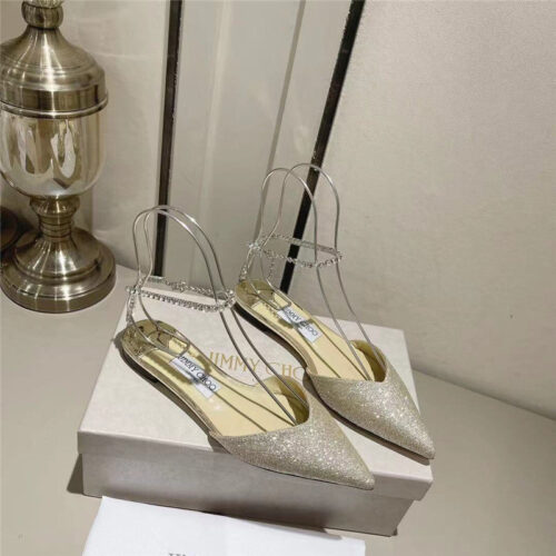 High Quality Luxury Jimmy Choo Spring And Summer Crystal Chain Pumps