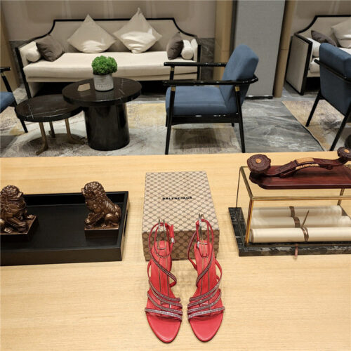 High Quality Luxury Balenciaga Crystal Hot Diamond Strap Sandals – Style 95459 product detail