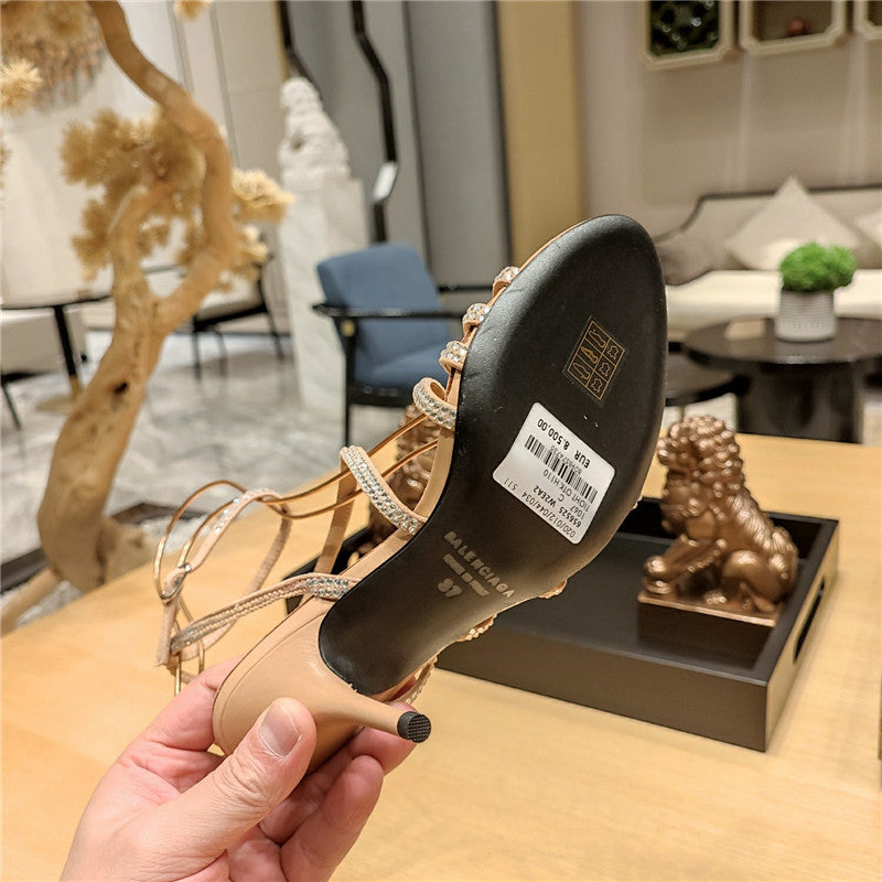 High Quality Luxury Balenciaga Crystal Hot Diamond Strap Sandals product detail