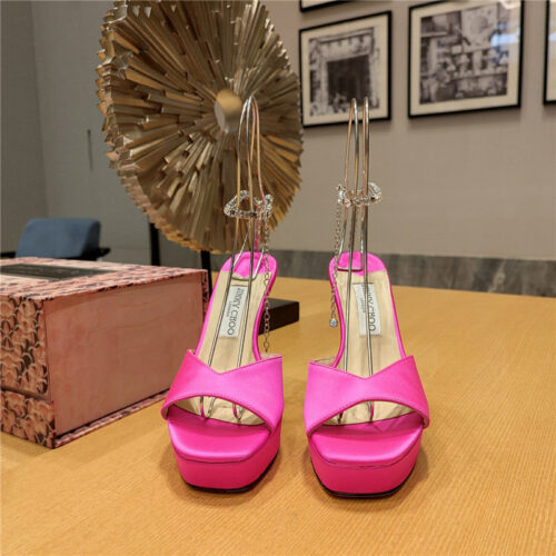 High Quality Luxury Jimmy Choo Crystal Chain Heeled Platform Sandals product detail