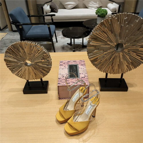 High Quality Luxury Jimmy Choo Crystal Chain Heeled Platform Sandals – Style 70295