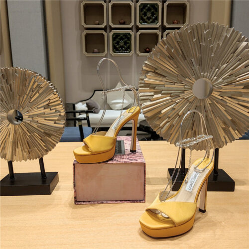 High Quality Luxury Jimmy Choo Crystal Chain Heeled Platform Sandals – Style 70295 product detail