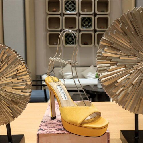 High Quality Luxury Jimmy Choo Crystal Chain Heeled Platform Sandals – Style 70295 product detail