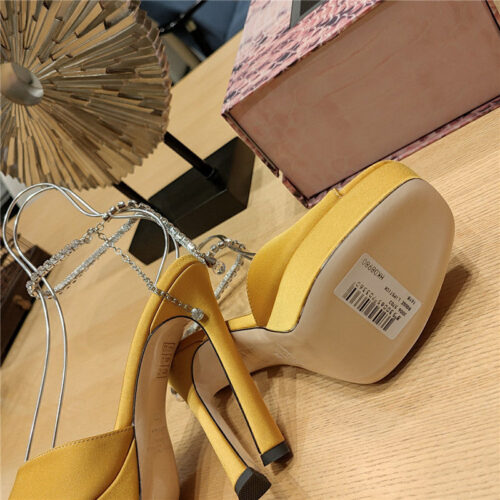 High Quality Luxury Jimmy Choo Crystal Chain Heeled Platform Sandals – Style 70295 product detail