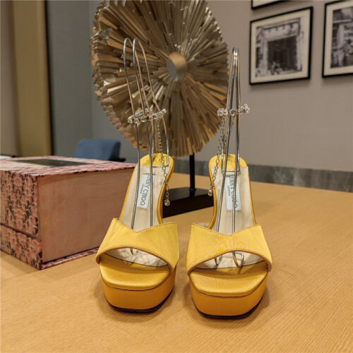 High Quality Luxury Jimmy Choo Crystal Chain Heeled Platform Sandals – Style 70295 product detail