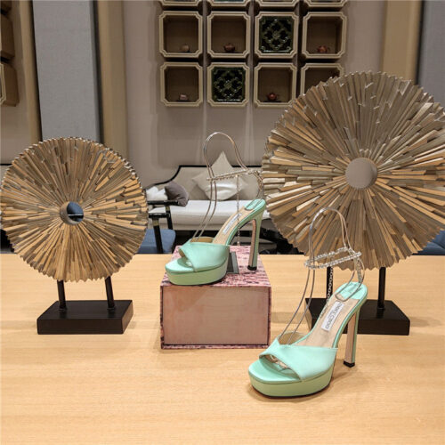High Quality Luxury Jimmy Choo Crystal Chain Heeled Platform Sandals – Style 65207 product detail