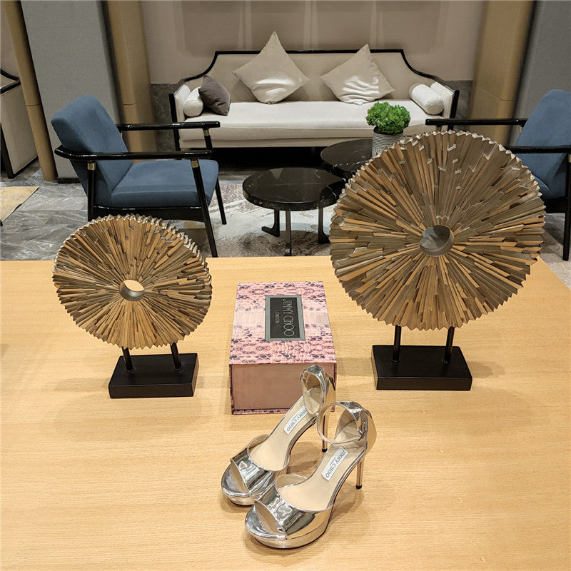 High Quality Luxury Jimmy Choo Crystal Chain Heeled Platform Sandals – Style 91191