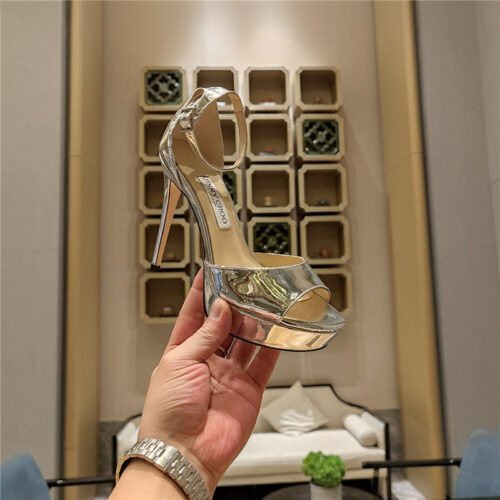 High Quality Luxury Jimmy Choo Crystal Chain Heeled Platform Sandals – Style 91191 product detail