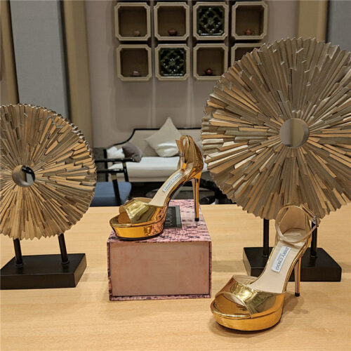 High Quality Luxury Jimmy Choo Crystal Chain Heeled Platform Sandals – Style 86103 product detail