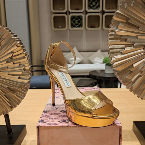 High Quality Luxury Jimmy Choo Crystal Chain Heeled Platform Sandals – Style 86103 product detail