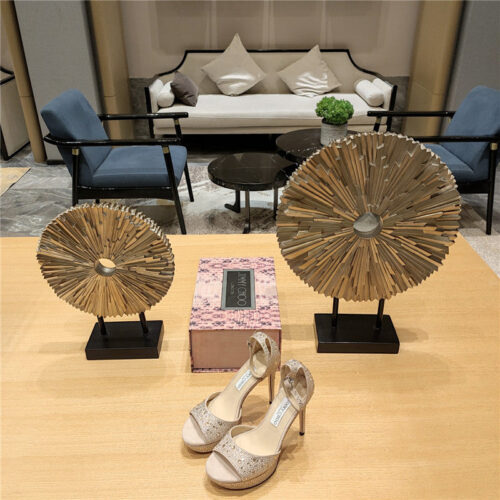 High Quality Luxury Jimmy Choo Crystal Chain Heeled Platform Sandals – Style 13783