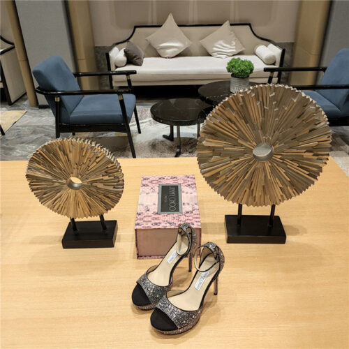 High Quality Luxury Jimmy Choo Crystal Chain Heeled Platform Sandals – Style 75927
