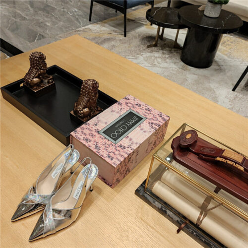 High Quality Luxury Jimmy Choo High-Heeled Hollow Leather Style Pointed Sandals – Style 31511 alternate view