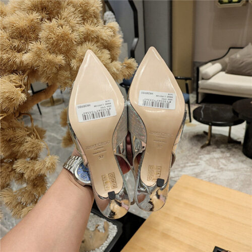 High Quality Luxury Jimmy Choo High-Heeled Hollow Leather Style Pointed Sandals – Style 31511 product detail