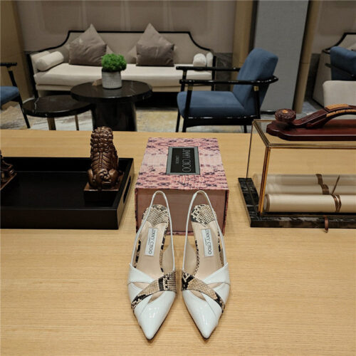High Quality Luxury Jimmy Choo High-Heeled Hollow Leather Style Pointed Sandals – Style 37143 product detail