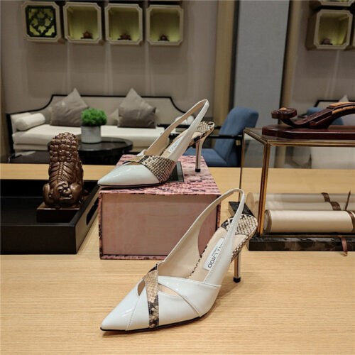 High Quality Luxury Jimmy Choo High-Heeled Hollow Leather Style Pointed Sandals – Style 37143 product detail