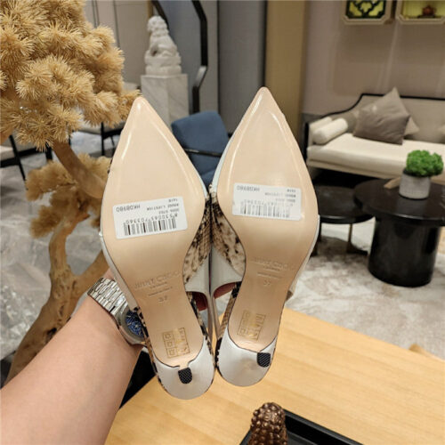 High Quality Luxury Jimmy Choo High-Heeled Hollow Leather Style Pointed Sandals – Style 37143 product detail